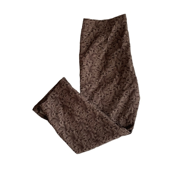 Women’s Pants DANA BUCHMAN Brown Floral Crochet Design Straight Leg Ankle Pants - Picture 3 of 5